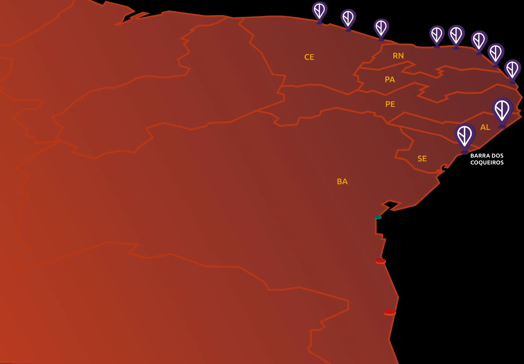 Mapa do Litoral Nordestino